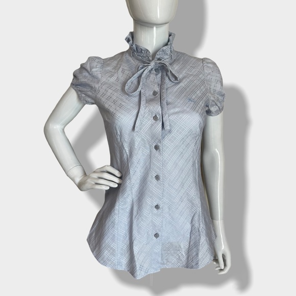 Authentic Burberry Blue Check Ruffle Top - Picture 2 of 16